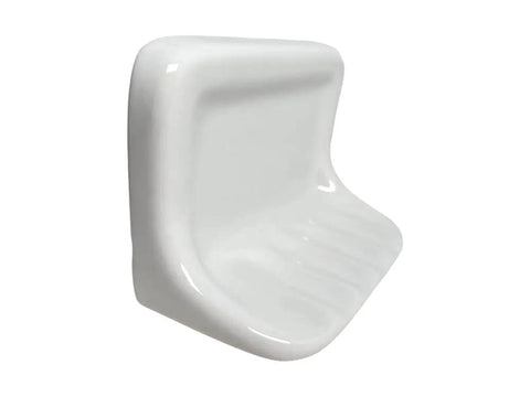 White Glazed Ceramic Soap Dish for Bathroom Wall Mount with Tile Adhesion Not for Flat Surfaces Includes One Quarter Inch Lip