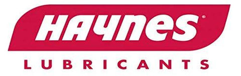 Haynes Lubricants logo, front view showing red curved banner and white lettering.