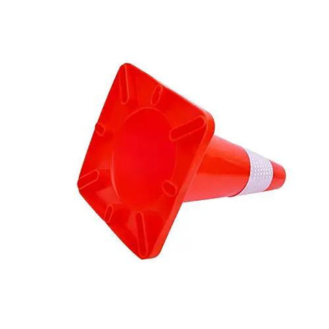 Bottom view of 12 Pack 18 Inch PVC Traffic Cones For Road Work And Parking Lot Safety, Weighted Hazard Markers, Fluorescent Orange With 4 Inch Reflective Strips, Durable Construction Cones For Day Or Night Use.