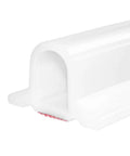 Close-up of 67 Inch Collapsible Shower Threshold Water Dam Made of Silicone, Flexible Barrier, white, ADA accessible