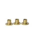 Three Anti Backlash T14 Brass Lead Screw Nuts for 3D Printers and DIY Engravers, showcasing high precision and smooth motion.