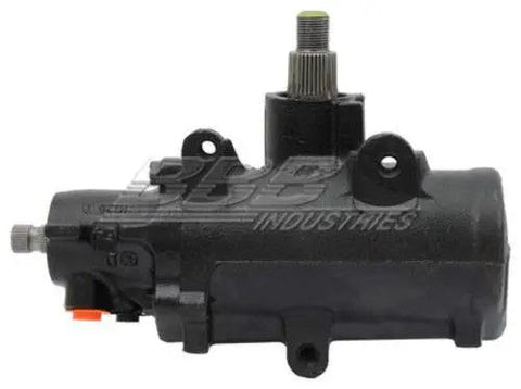 Remanufactured Power Steering Gear Assembly With Built In Electrical Resistor Restores Precise Truck Handling And Kicks Out Wheel Wander Keeps Your Everyday Ride Solid As A Rock And Ready To Crush The Highway 5010116 side view of black steering gear.