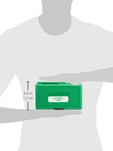 Person holding a green case for Round Knockout Punch Kit One Half To One And One Quarter Inch 735BB Slug Buster Profile