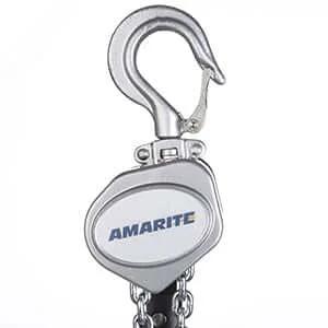 Compact Half Ton Chain Lever Hoist Come Along with 1100 lbs capacity, showing forged hook and aluminum body, front view.