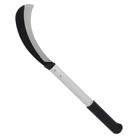 Heavy Duty Clearing Sickle With 23 Inch Long Chop Blade And 14 Inch Aluminum Handle For Maximum Leverage On Weeds Vines Undergrowth And Small Saplings Featuring Razor Sharp 8 Inch Carbon Steel Hooked Blade And Black Rubber Grips.