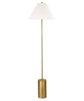 64 Inch Tall Floor Lamp With White Fabric Empire Shade In Brass Finish Modern Tall Lighting For Living Rooms Bedrooms And Offices With Balanced Illumination And Cozy Vibes.