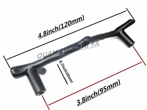 Black Zinc Alloy Twig Branch Cabinet Knob 96mm Center To Center 120mm Overall Length in Matte Black Finish
