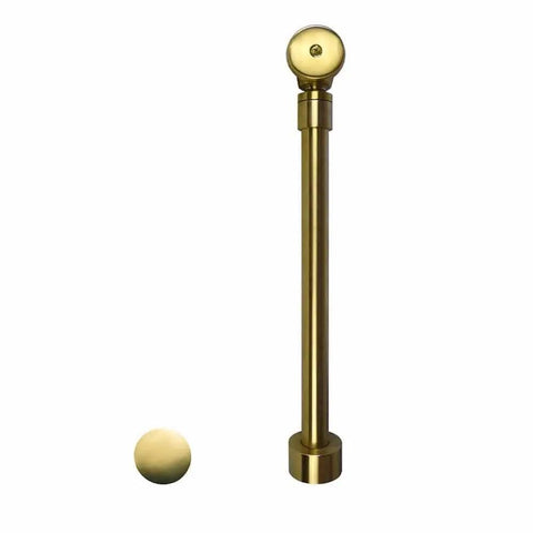 Slick Matte Black Push To Seal Bath Waste And Overflow Cover With Tight Sealing Pop Up Drain Valve For Hassle Free Plumbing Setup And Zero Drip Odor Elimination in gold finish.
