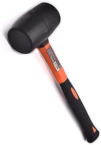 16 Oz Rubber Mallet Hammer With Fiberglass Handle And Shock Absorption Soft Blow Hammer For Flooring Tent Stakes Woodworking