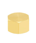 Brass 1/2-inch NPT pipe cap plug with outer hex, front view for water/oil/gas fittings