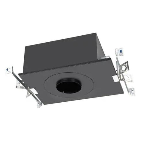 Top Tier Heavy Duty 15W Led Round Recessed Downlight featuring IC Rated and Airtight Housing, black housing with mounting clips.