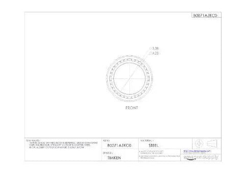Technical drawing of Single Cup Tapered Roller Bearing 37625 Heavy Duty Standard Tolerance, front view, steel, 6.25in OD, 0.625in width