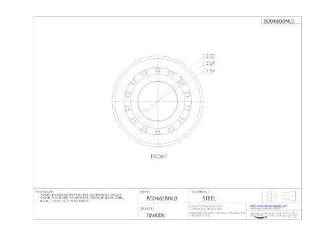 Technical drawing of Single Inner Cone Tapered Roller Bearing Built For Tough Radial And Axial Loads, Compatible With Outer Cups Sold Separately, HH506348.