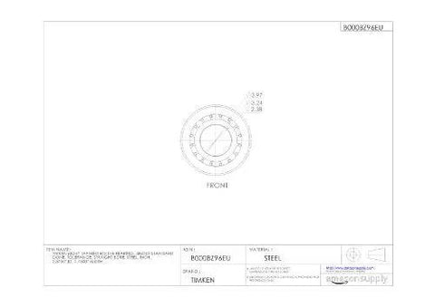Technical drawing of Beefy Single Inner Ring Tapered Roller Bearing Cone 65237 for radial and axial loads, steel material.