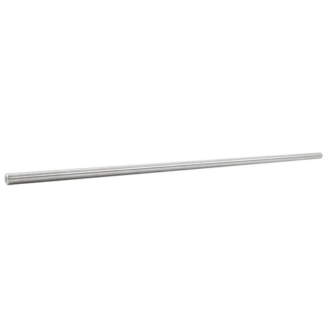 36 Inch Long 3 Quarter Inch OD Round U Joint Steering Shaft Solid Steel Steering Columns Built For Universal Fit In Muscle Cars Street Rods Hot Rods Sand Rails And DIY Projects Like Grinders And Lifts silver steel shaft on white background