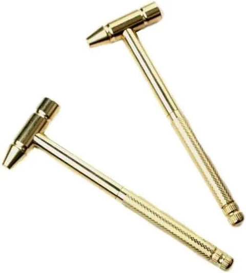Compact 6-In-1 Precision Mini Multi-Tool with Brass and Steel Hammer and Screwdrivers for Electronics Watches Glasses and Jewelry Hella Useful DIY Kit Game Changer for Men Who Love Gadgets and Quick Fixes, showcasing two brass hammers.
