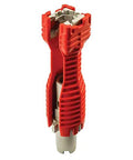 Red and metallic under-sink faucet install wrench with 6 sided cube insert for various nut sizes, Ridgid EZ Change Tool visible