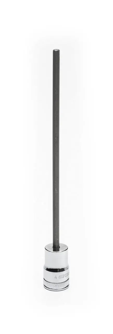 Single socket from Long Length Hex Bit Socket Set for Three-Eighths Inch Drive, showcasing long S2 steel bit detail