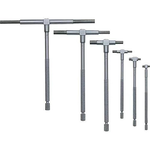 Mitutoyo six-piece 8–150 mm telescoping gauge set; stainless steel with knurled handles