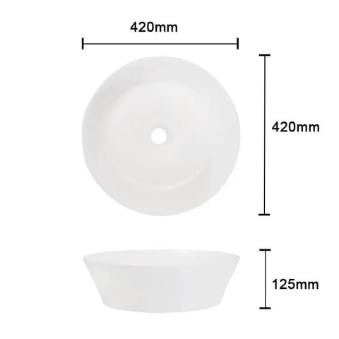 USZWBY Vessel Sinks Bathroom Vessel Sink European Style Light Luxury Round White Wash Basin dimensions 420mm diameter 125mm height