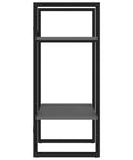 Front view of Two-Tier Gray Engineered Wood Book Cabinet For Home Office, Space Saving 27.6 Inches Tall Bookcase, industrial design.