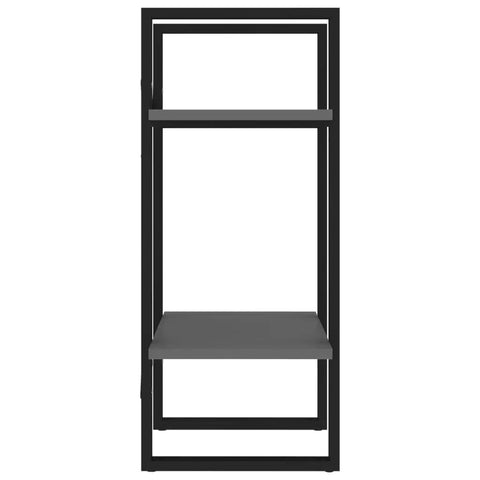 Front view of Two-Tier Gray Engineered Wood Book Cabinet For Home Office, Space Saving 27.6 Inches Tall Bookcase, industrial design.