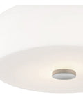 Close-up of the Sophie 2 Light Flush Mount Ceiling Light In Polished Nickel Finish Dope Sleek Modern Indoor Lighting Fixture