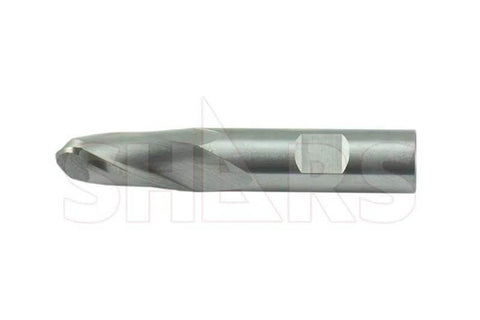 Shars 3/4 in x 3/4 in HSS 2-flute ball-nose end mill, side view