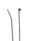 11 Inch Black Cable Ties Bulk Pack 1000 Count 30 Lb Tensile Strength Heavy Duty Stainless Barb Infinite Locking Positions Weather Resistant UV Resistant Nylon For Indoor And Outdoor Use close-up image of two black nylon cable ties.