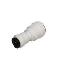 AquaLock One Half Inch CTS To Three Eighths Inch OD Reducing Union Coupling With O Ring Lead Free Polysulfone Quick Push To Connect Tool Free Installation For Copper CPVC PEX And CTS Tubing, white reducing union