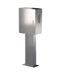 Rock Solid Steel EV Charger Pedestal Box With Keyed Lock And Weatherproof Lid For Outside Installations, stainless steel design.