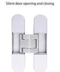 Front view of Concealed Three Way Adjustable Silent Hinges Set Hidden Door Hinges 180 Degree Opening 246mm X 34mm.