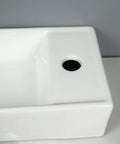 Top view of USZWBY Vessel Sinks Ceramic Vessel Sink Modern Minimalist Wall-Mounted Washbasin with faucet hole.