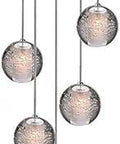 Crystal Chandelier Pendant Light With LED Raindrop Crystals, showing 5-light G4 crystal ball drops and elegant chromed canopy.