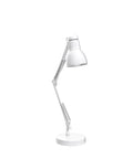 28 Inch Swing Arm Architect Desk Lamp Matte White With Rotary Switch On Shade Partially Adjustable Arm