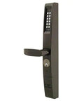 Top Shelf Keyless Entry Electric Lock Trim Kit With Slick Powdercoat Dark Bronze Finish, featuring keypad and lever handle.