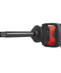 Tough As Nails 1 Inch Air Impact Wrench With 6 Inch Extended D Handle side view showing dual controls and steel motor.