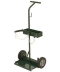Harper Trucks welding cylinder hand truck, green steel frame, 45-in H x 22-in W, 8-in semi-pneumatic wheels.