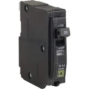 QO120 One Pole Circuit Breaker for 120 240 VAC Home Wiring, 20 Amp, Thermal Magnetic Trip, 10 kA Interrupt, QO Frame