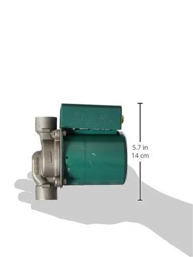 Side view of 1/40 HP 115V Stainless Steel Circulator Pump With Self Lubricating Motor For Boilers And Hydronic Systems, dimensions shown.