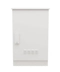 Drop In Ready Outdoor Network Cabinet Floor Mount 18U Server Rack Enclosure with Smart Fan Cooling, front view, weatherproof IP66 shell.