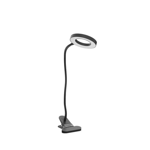 Clip On Desk Lamp With 48 LEDs, 3 Color Temperatures And 10 Dimmable Levels Per Mode, 360 Degree Adjustable Gooseneck in black