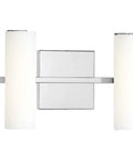 Colonnade LED 2 Light Vanity Light With Etched White Glass Shades, Polished Chrome Finish, Luxe Modern Bath Lighting For Powder Room