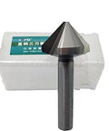 Chamfering drill bit, 35mm diameter, 90-degree HSS cutter with straight shank in plastic storage box