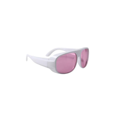 Top Shelf Near Infrared Laser Safety Eyewear with pink lenses for lab use, shielding from 740 to 850Nm and 780 to 830Nm.