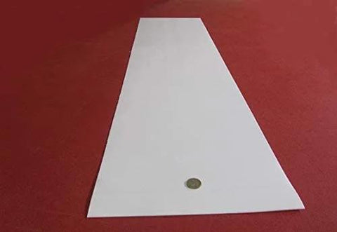 Virgin PTFE Sheet 1/16 Inch Thick 0.062 Inch By 12 Inch By 48 Inch High Purity Polytetrafluoroethylene Unrolled on Red Surface