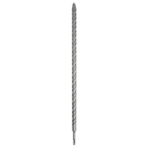 Rock Carbide SDS Plus Hammer Drill Bit, 3/4 Inch by 22 Inch by 24 Inch, Long Life Tip, Elongated Four-Flute Helix profile view