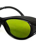 Top Shelf Heavy Duty Laser Safety Glasses With Wide Spectrum Filtering For UV And Infrared Light, black PC wraparound design.