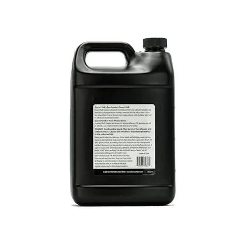 Back view of 1-gallon black container, Go To All Purpose Lubricant And Penetrating Oil, Petroleum Based, for tools and machinery.