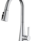 Zinc Alloy Streamlined conical bodywith a Circular Single-Lever Handle:Modern Pull-Out Kitchen Faucet Chrome, chrome finish, sleek design.